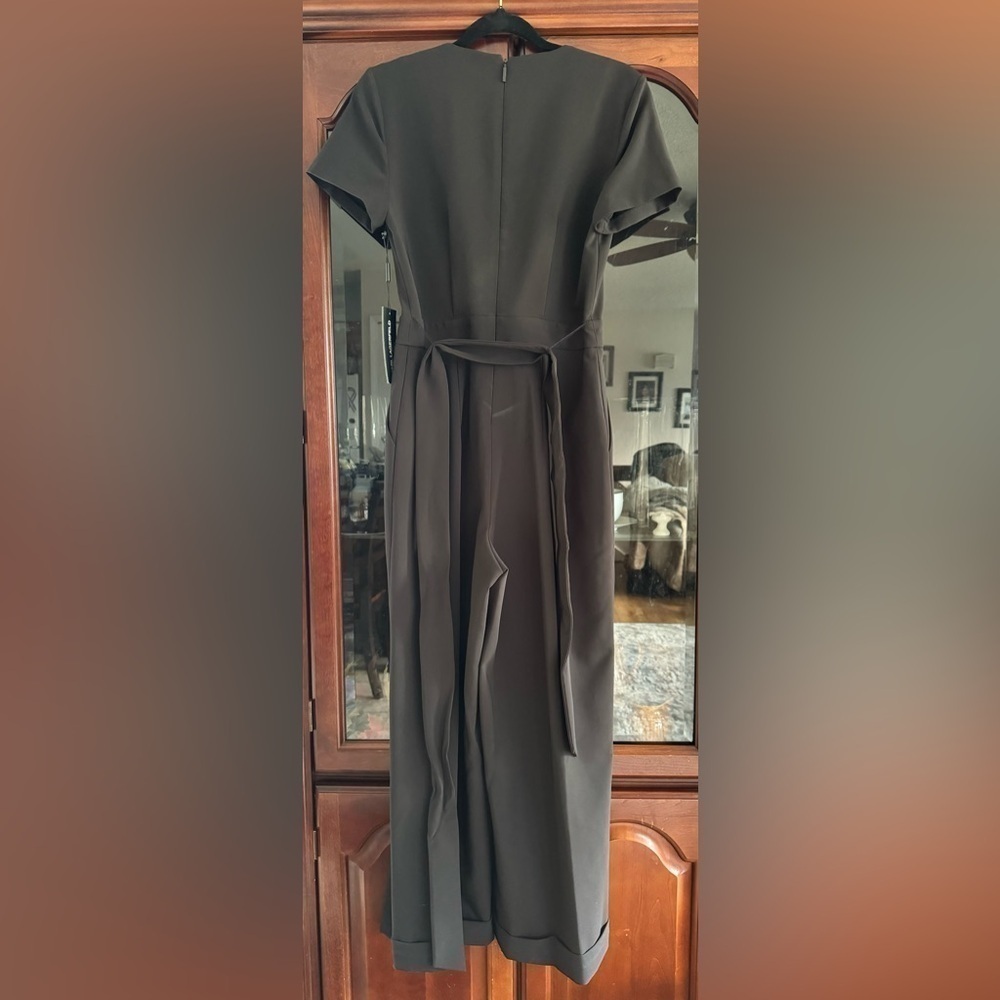 KARL LAGERFELD PARIS Scuba Crepe Wide Leg Jumpsuit Black - Picture 5 of 7